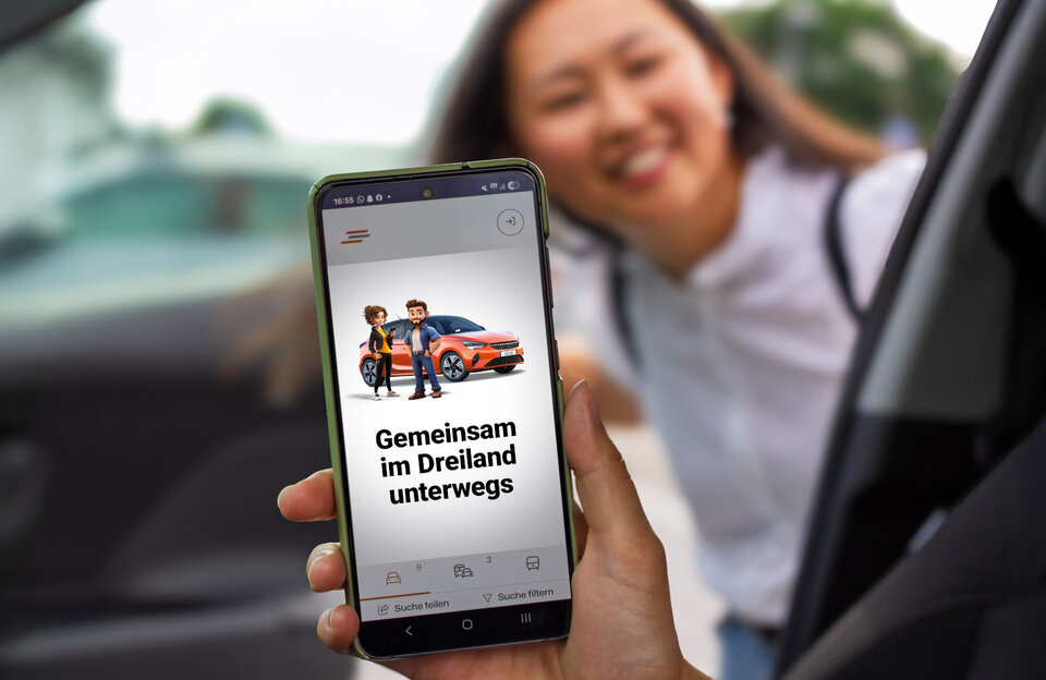 Mit dem kostenlosen Mitfahrportal www.mitfahren-dreiland.de können Bürgerinnen und Bürger in der Region einfach Fahrgemeinschaften bilden. 