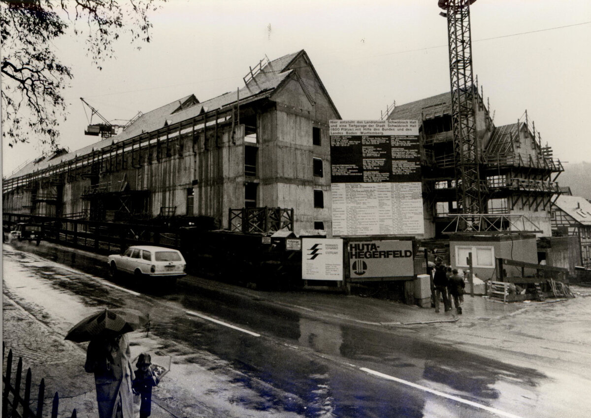 Der neue Landkreis baut: Rohbau des neuen Landratsamts in Schwäbisch Hall, 1979